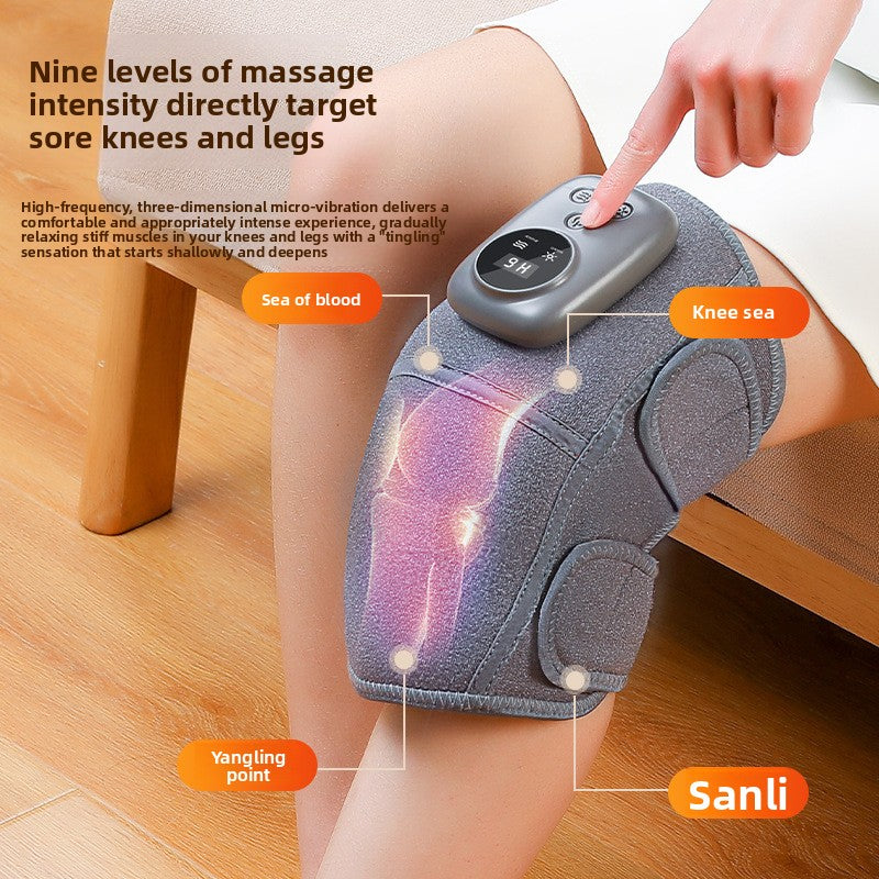 Knee joint heat therapy, pain relief and massage device